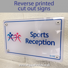 Reverse printed cut out signs